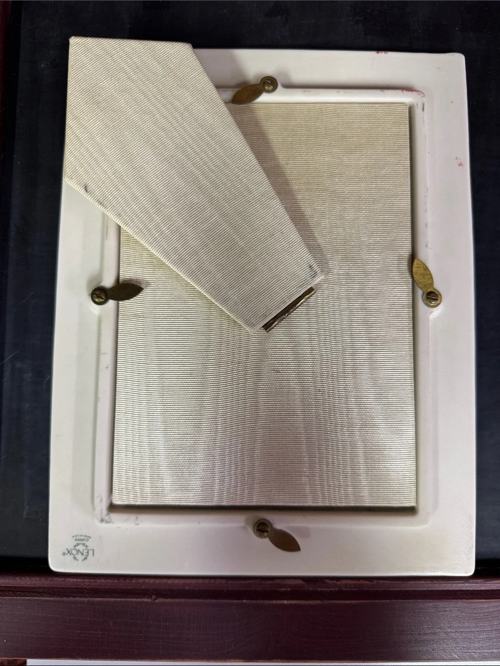 Lenox Embossed Floral Ceramic Photo Frame in Cream with Gold Trim